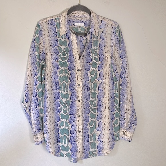 EQUIPMENT Silk Signature Ampara Pastel Snake Print Button Front Shirt - Picture 12 of 12